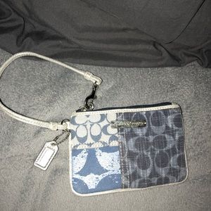 SOLD!!!  Coach Denim Poppy Wristlet.  Like new